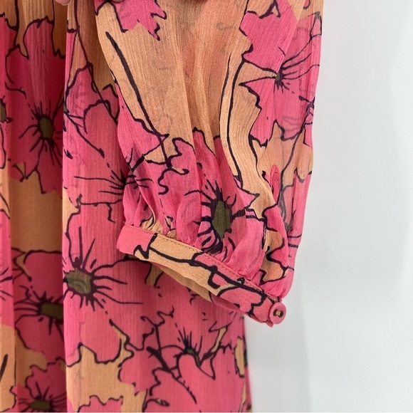 Joie Kaz Silk Floral Midi Dress in Sandstorm Multi Floral Size XS - Picture 11 of 15